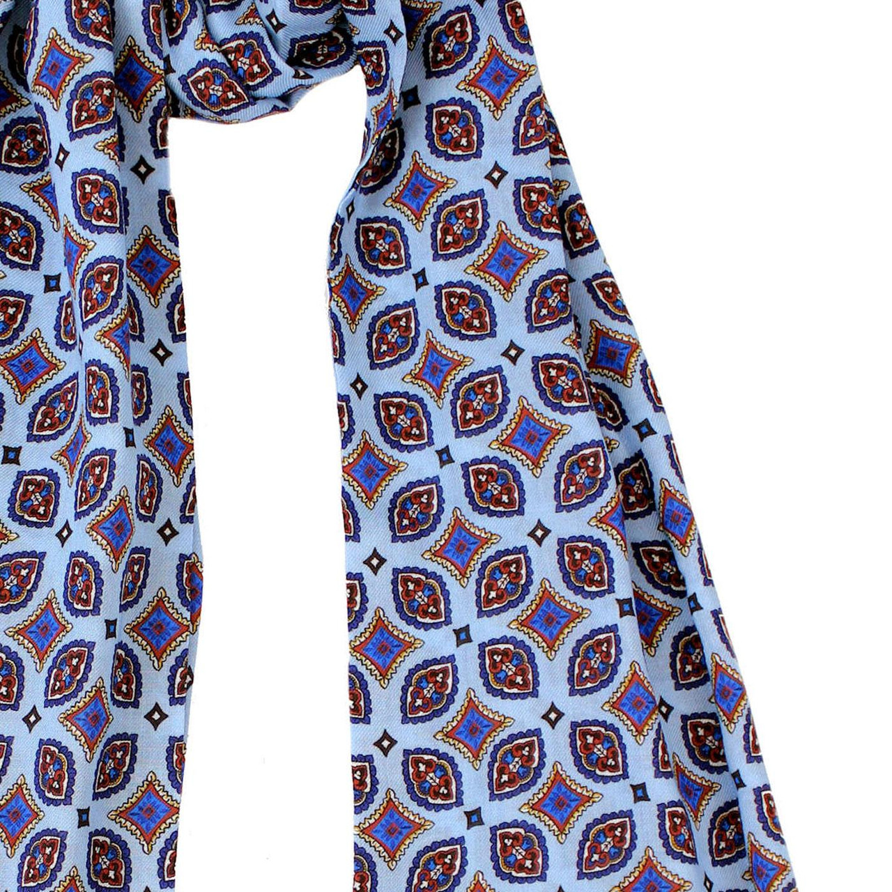 Tootal Blue Oval Geo Fringed Retro Mod Rayon Scarf