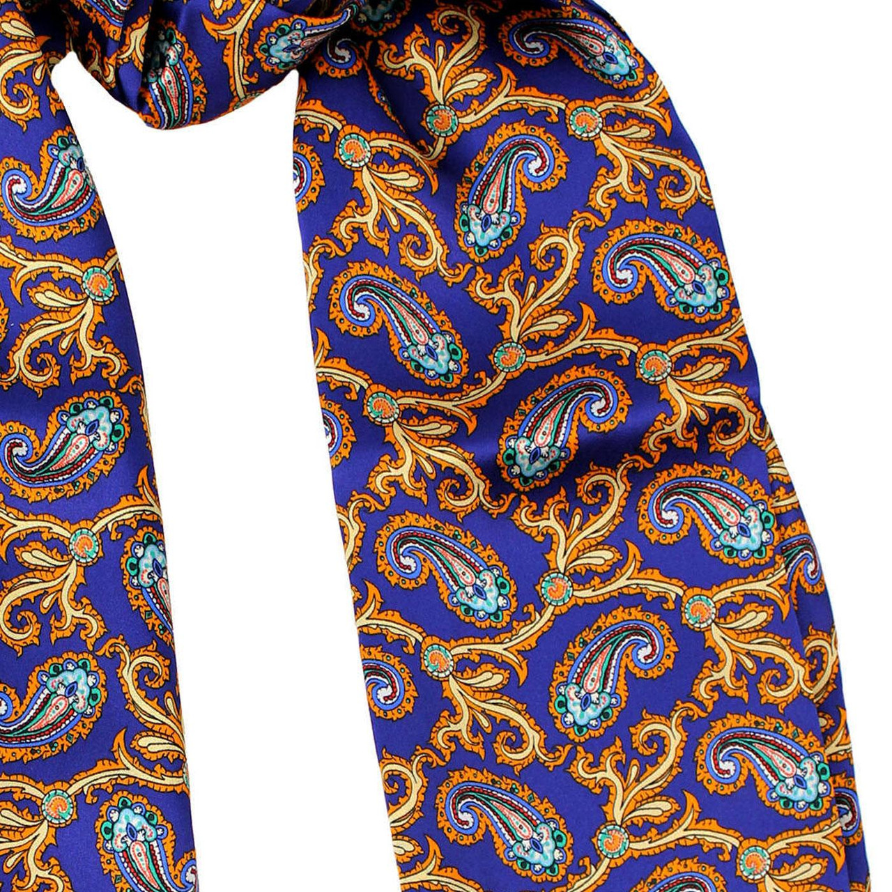 Tootal Navy & Gold Paisley Retro Mod Silk Scarf