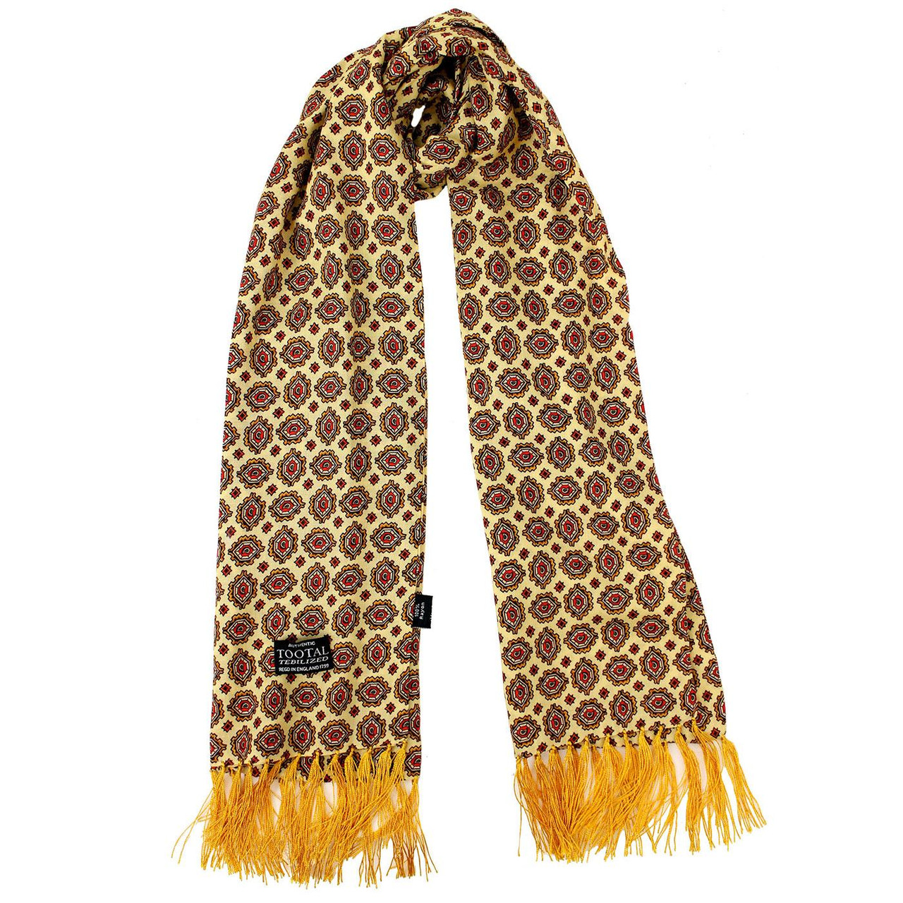 小物 Vintage Tootal Rayon Scarf Tootal Mellow Yellow Medallion Fringed Rayon Scarf