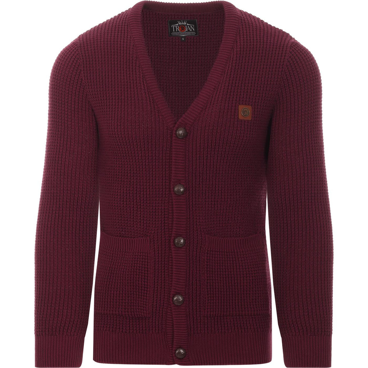 TROJAN RECORDS Retro Mod Waffle Knit Cardigan PORT