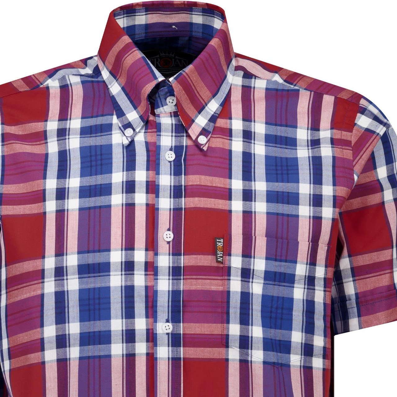 Trojan Multi Check Mod Button Down S/S Shirt (C)