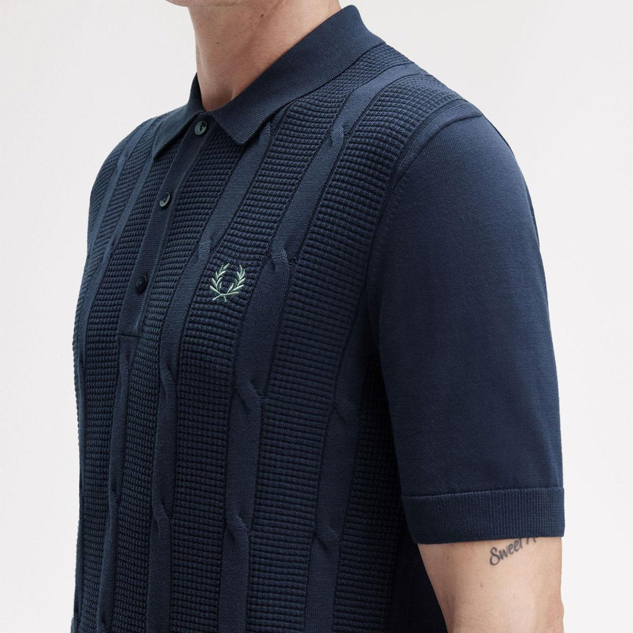 Fred Perry Retro 60s Textured Cable Knit Shirt DA