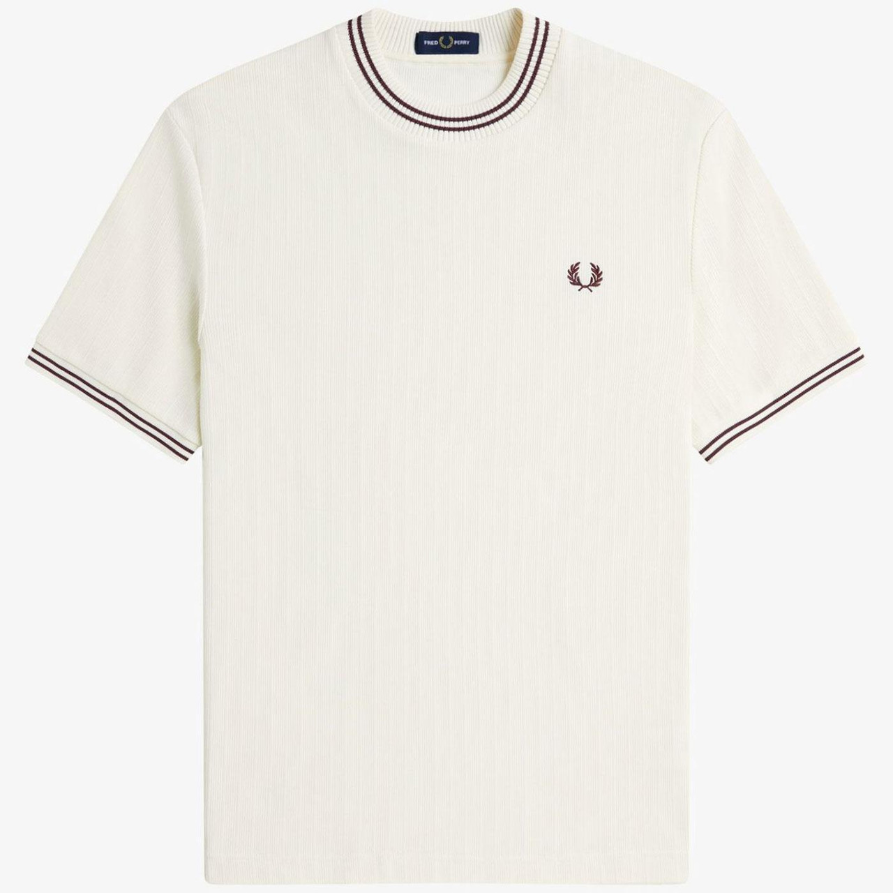 Fred Perry Mod Twin Tipped Ribbed Jersey Tee Ecru