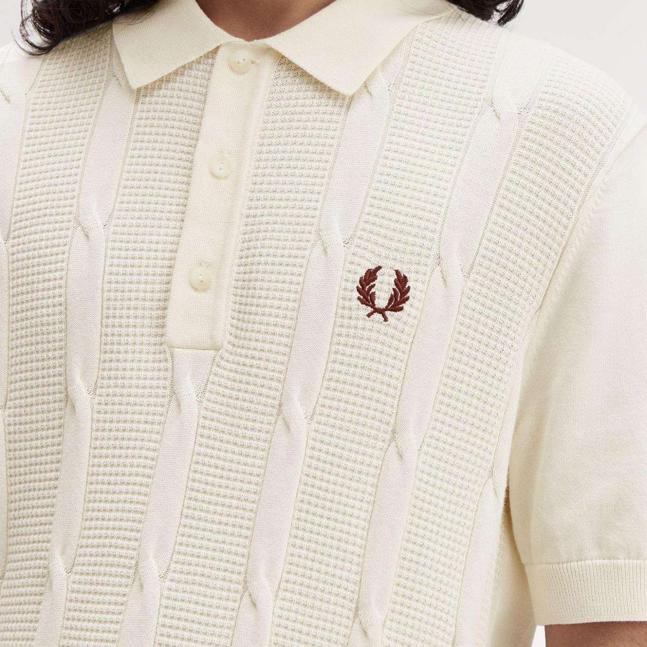 【60'S】Vintage FredPerry ChunkyKnit Polo Fred Perry Retro 60s Textured Cable Knit Shirt E