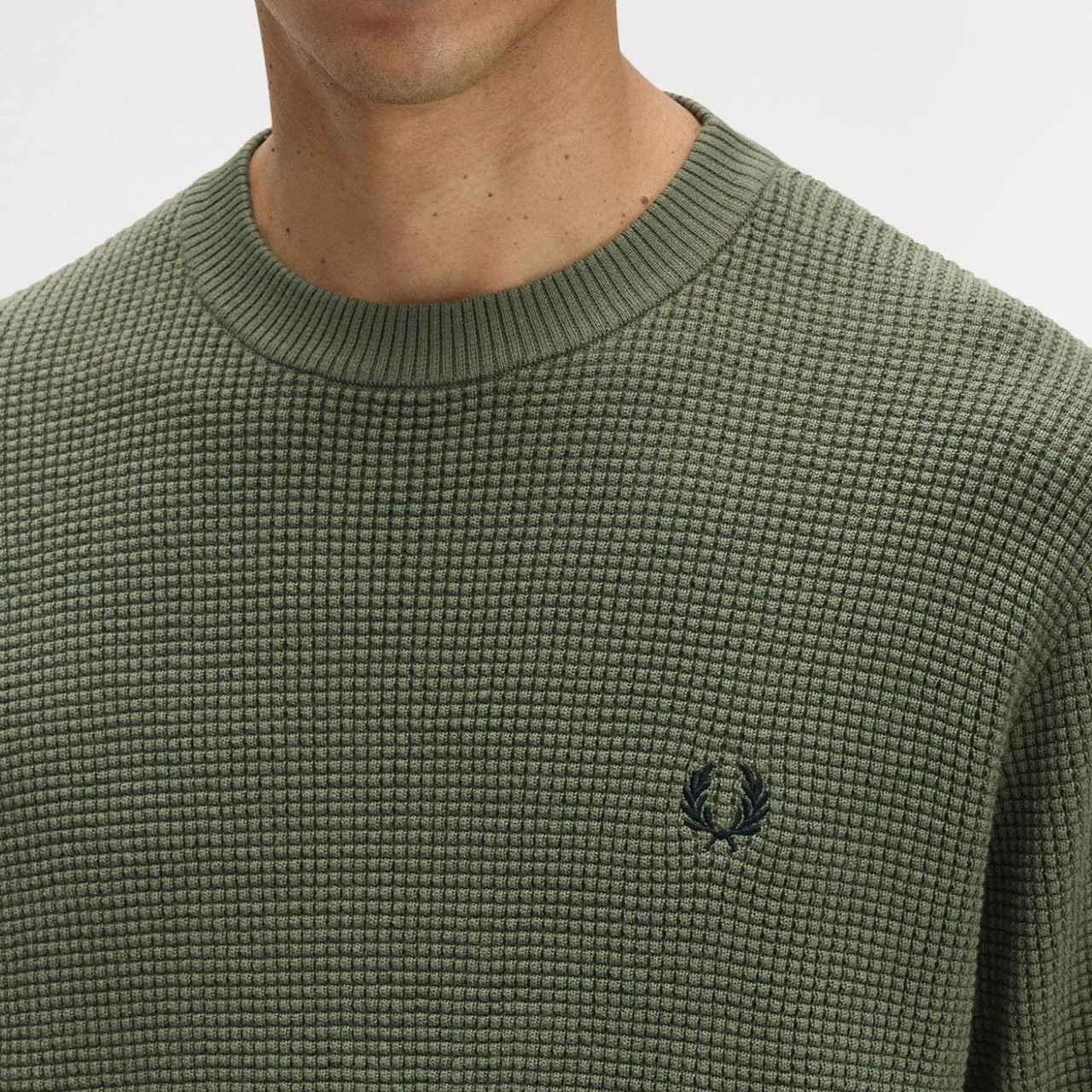 Fred Perry Combed Cotton Waffle Stitch Jumper LWG