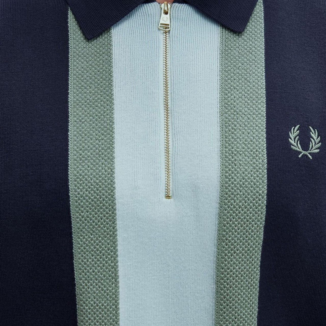Fred Perry Textured Stripe Knitted 1/4 Zip Shirt A