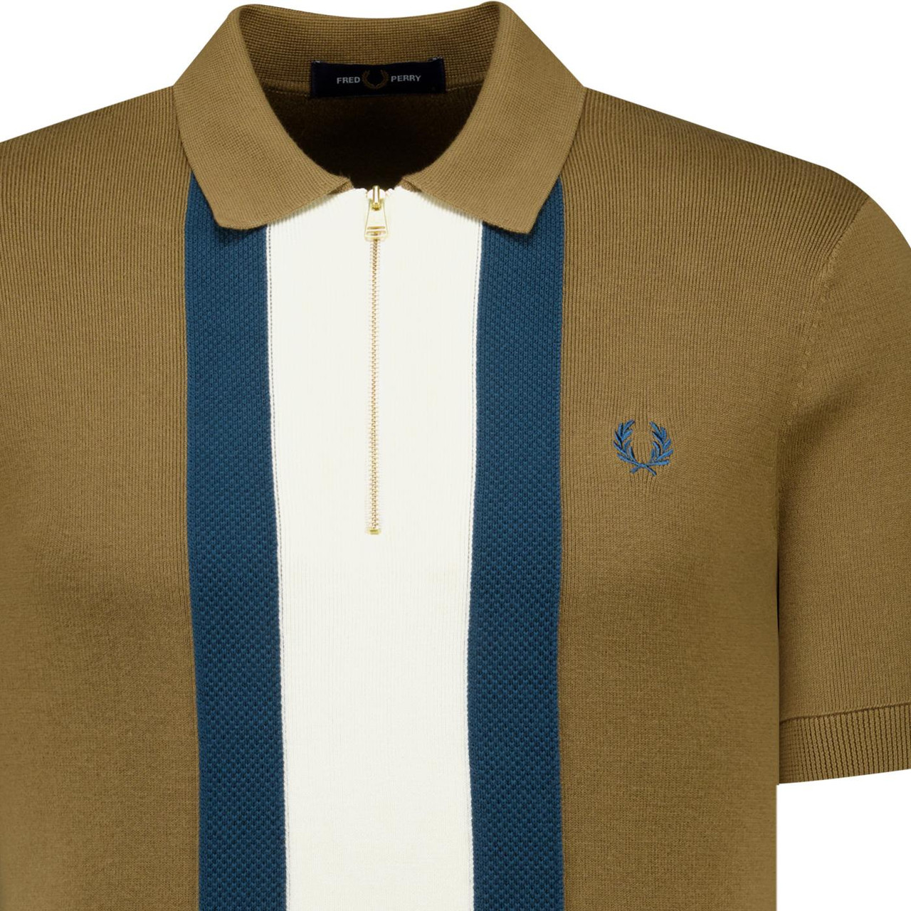 Fred Perry Textured Stripe Knitted 1/4 Zip Shirt S