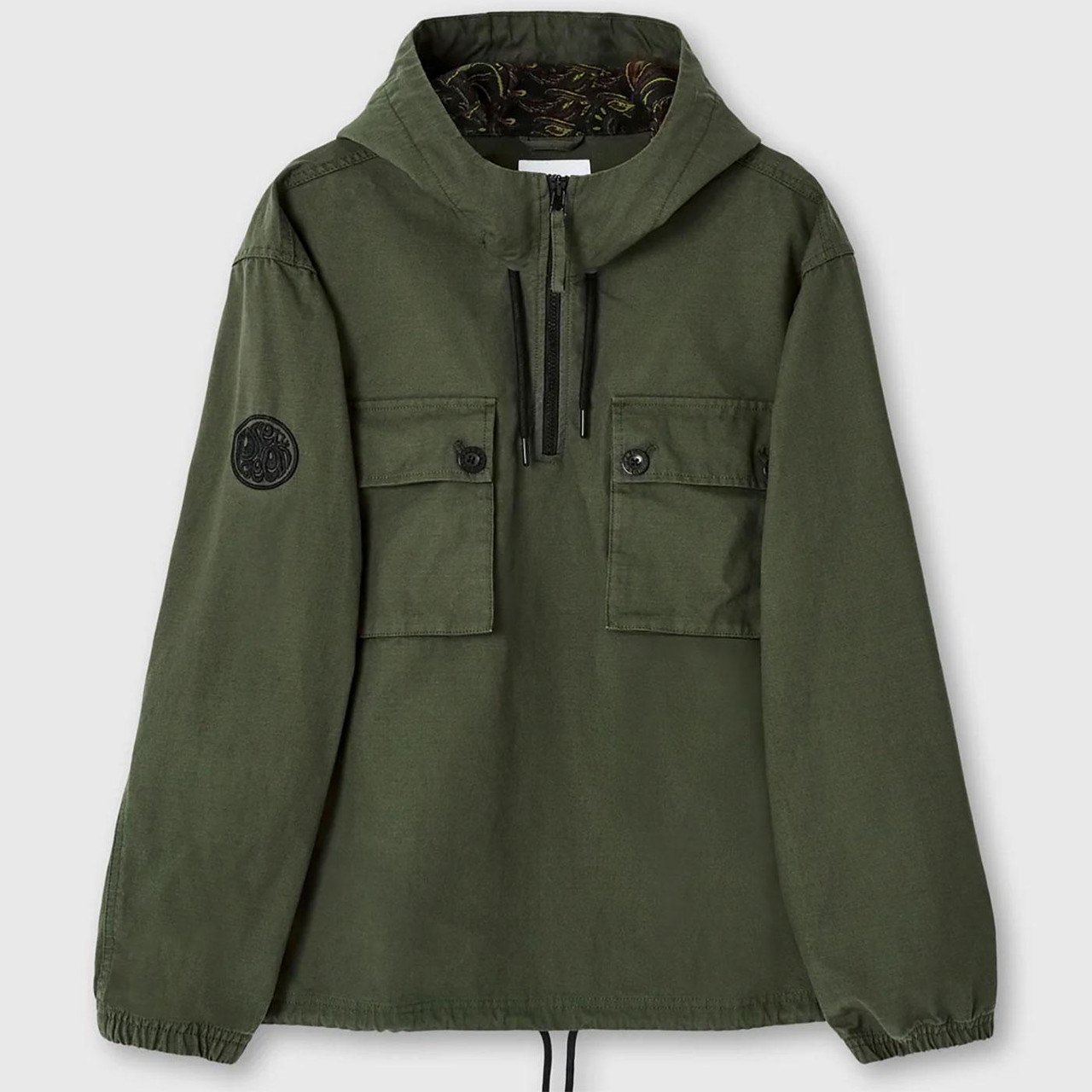 Hatton Pretty Green Hooded Canvas 1/4 Zip Smock K