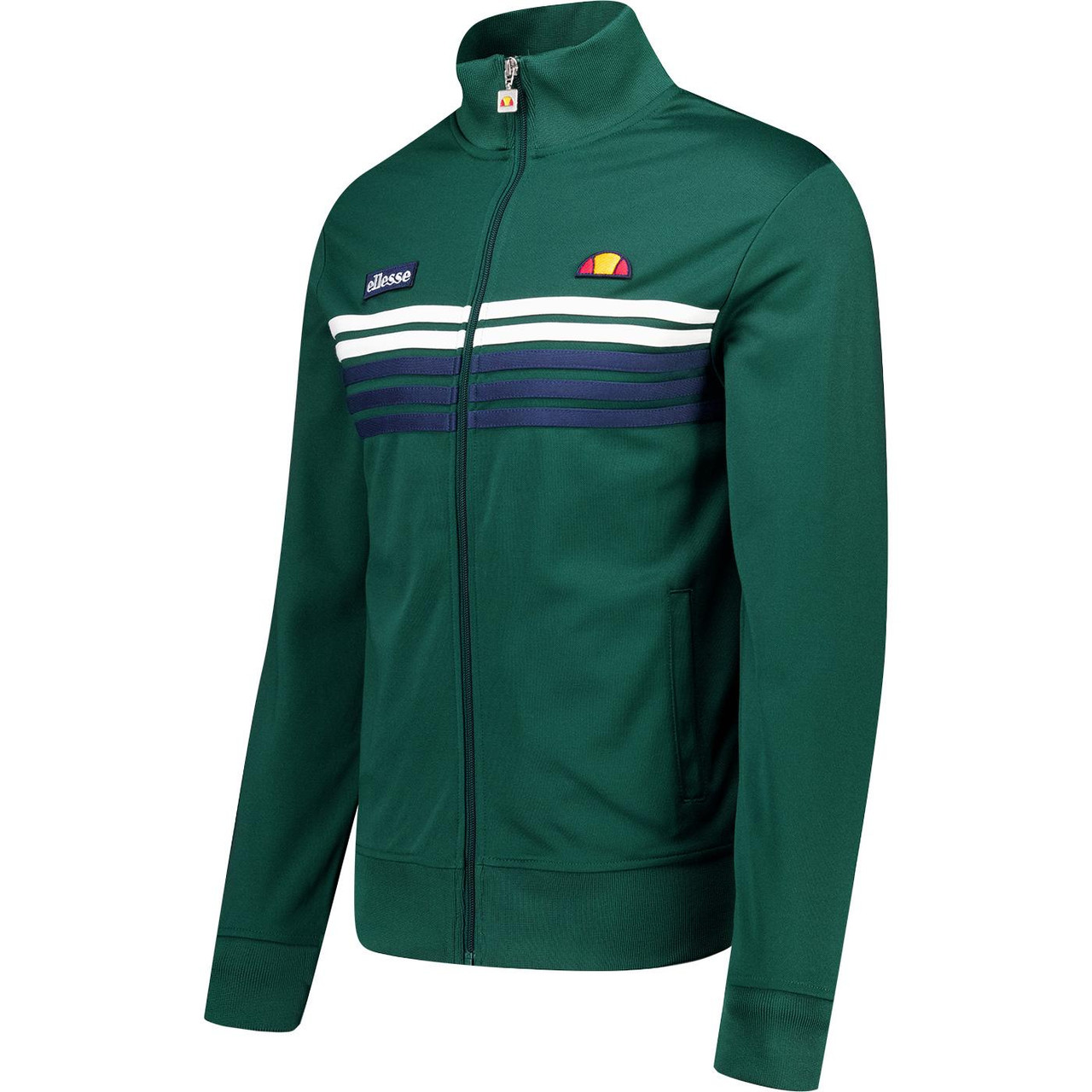 Ellesse Vicenza Retro 90s Chest Stripe Track Top in Dark Green