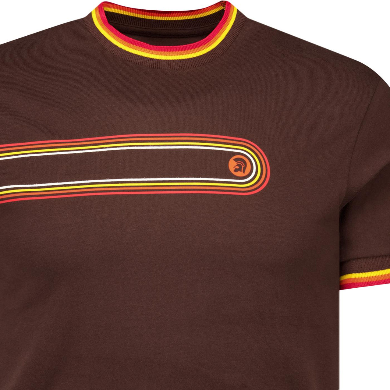 Trojan Men's Retro Print Multicolour Ringer Tee C