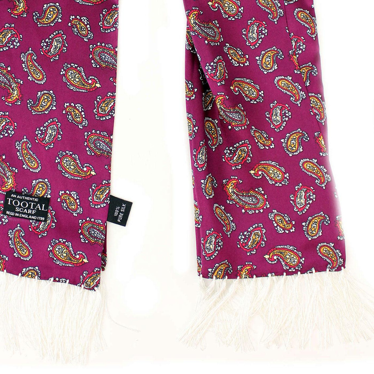 Tootal Retro 60s Bordeaux Paisley Mod Silk Scarf