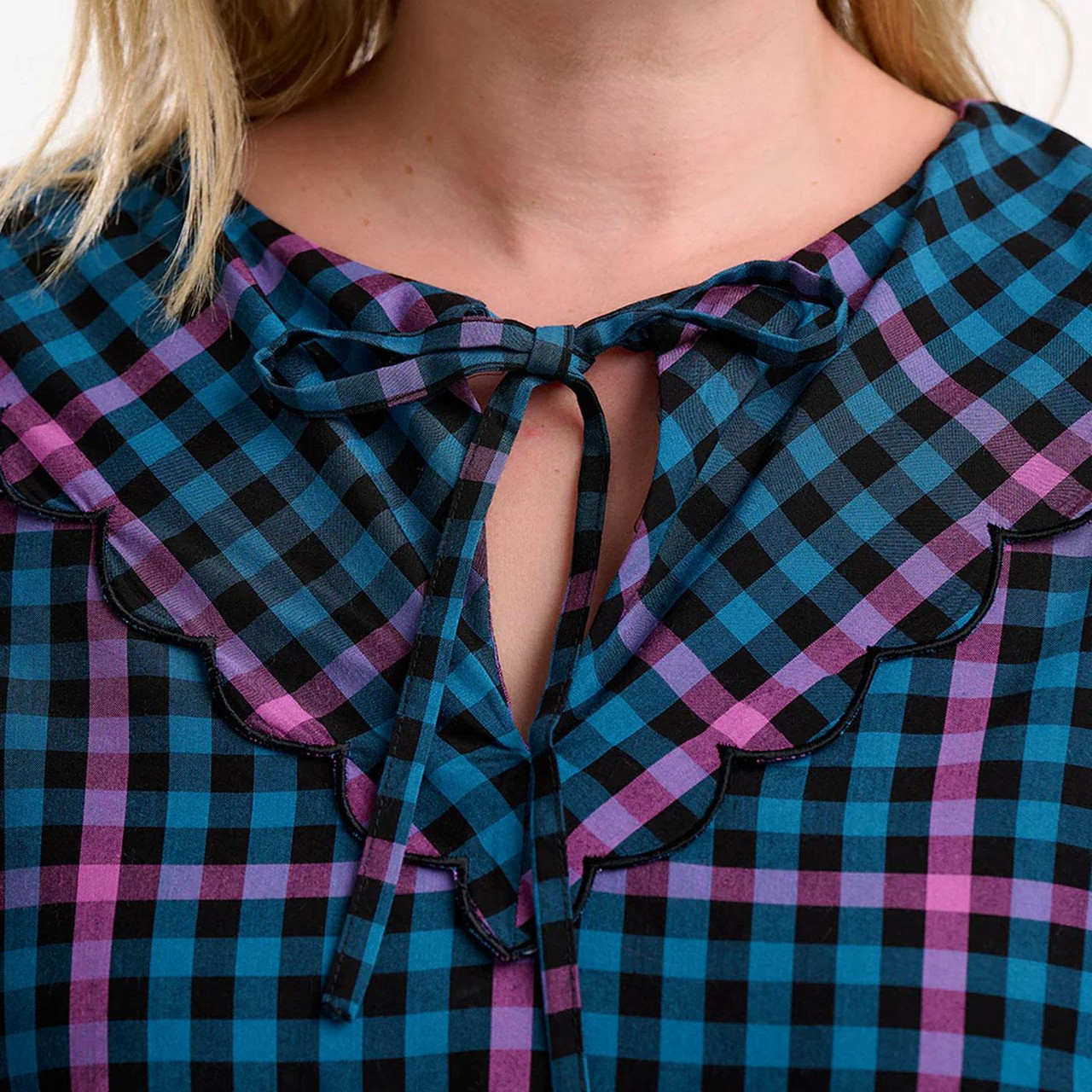 Nessie Sugarhill Scallop Collar Gingham Blouse