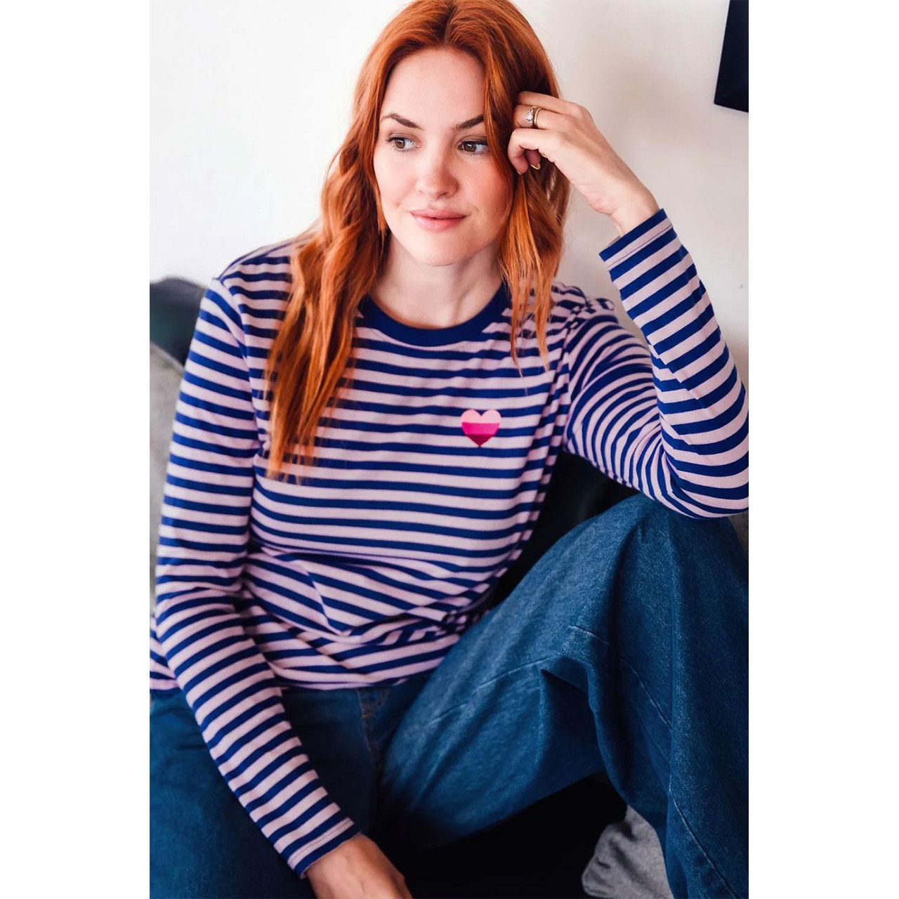 Brunswick Sugarhill Ombre Heart Stripe Jersey Top