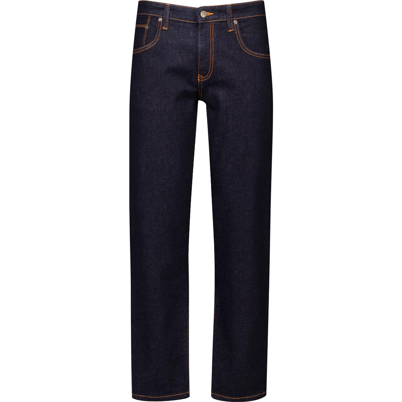 Trojan Signature Orange Stitch Zip Fly Denim Jeans in Rinse