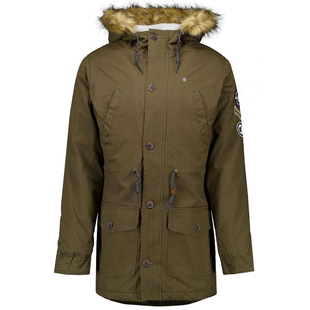 LAMBRETTA Mod Sherpa Lined Fishtail Khaki Parka