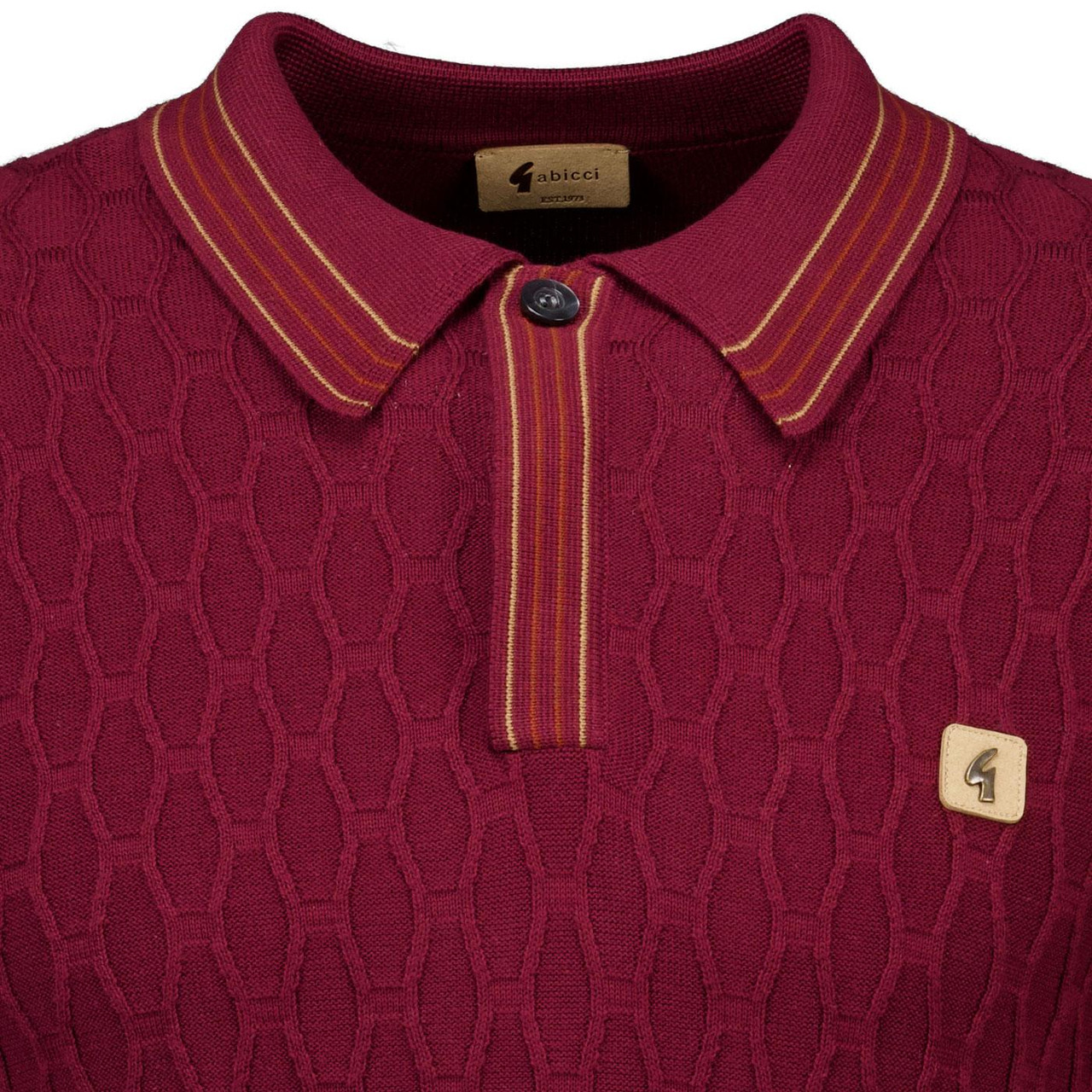 Milton Gabicci Vintage Cable Knit Tipped Polo (M)