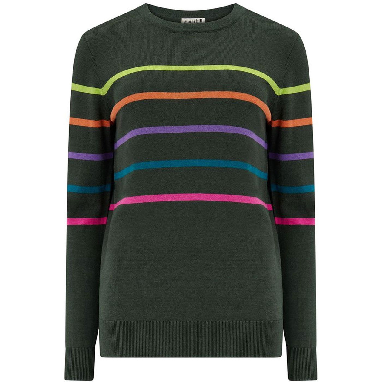 Rita Sugarhill Rainbow Stripe Knit Jumper in Khaki