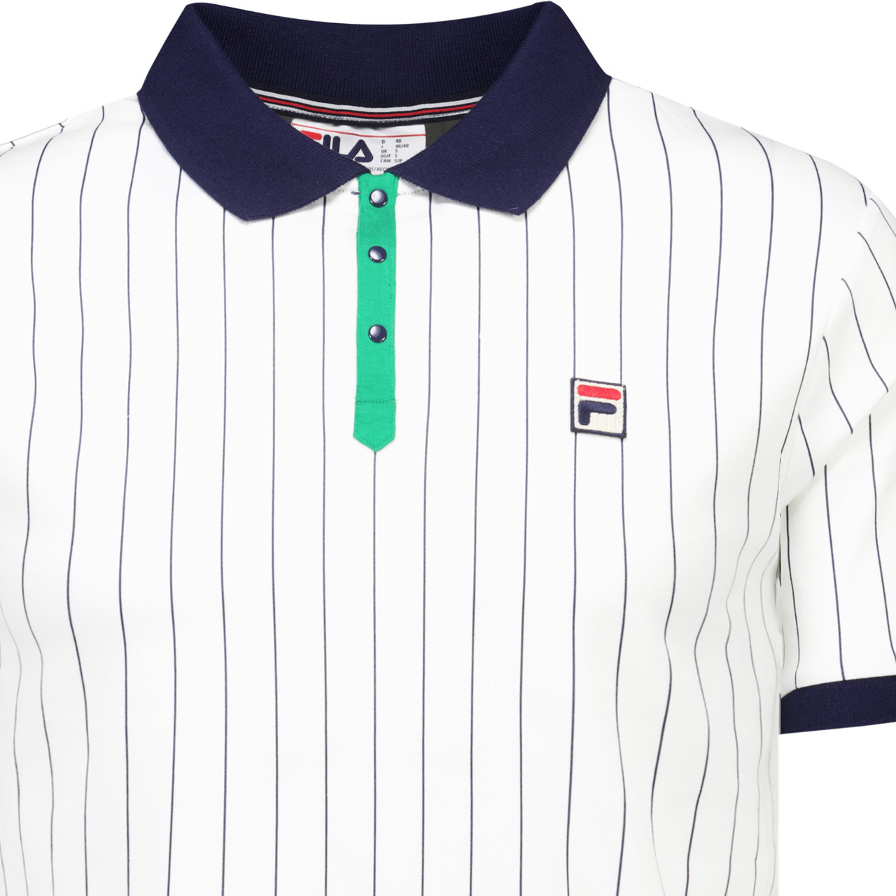 BB1 Fila Vintage 70s Retro Striped Borg Polo W/G/N