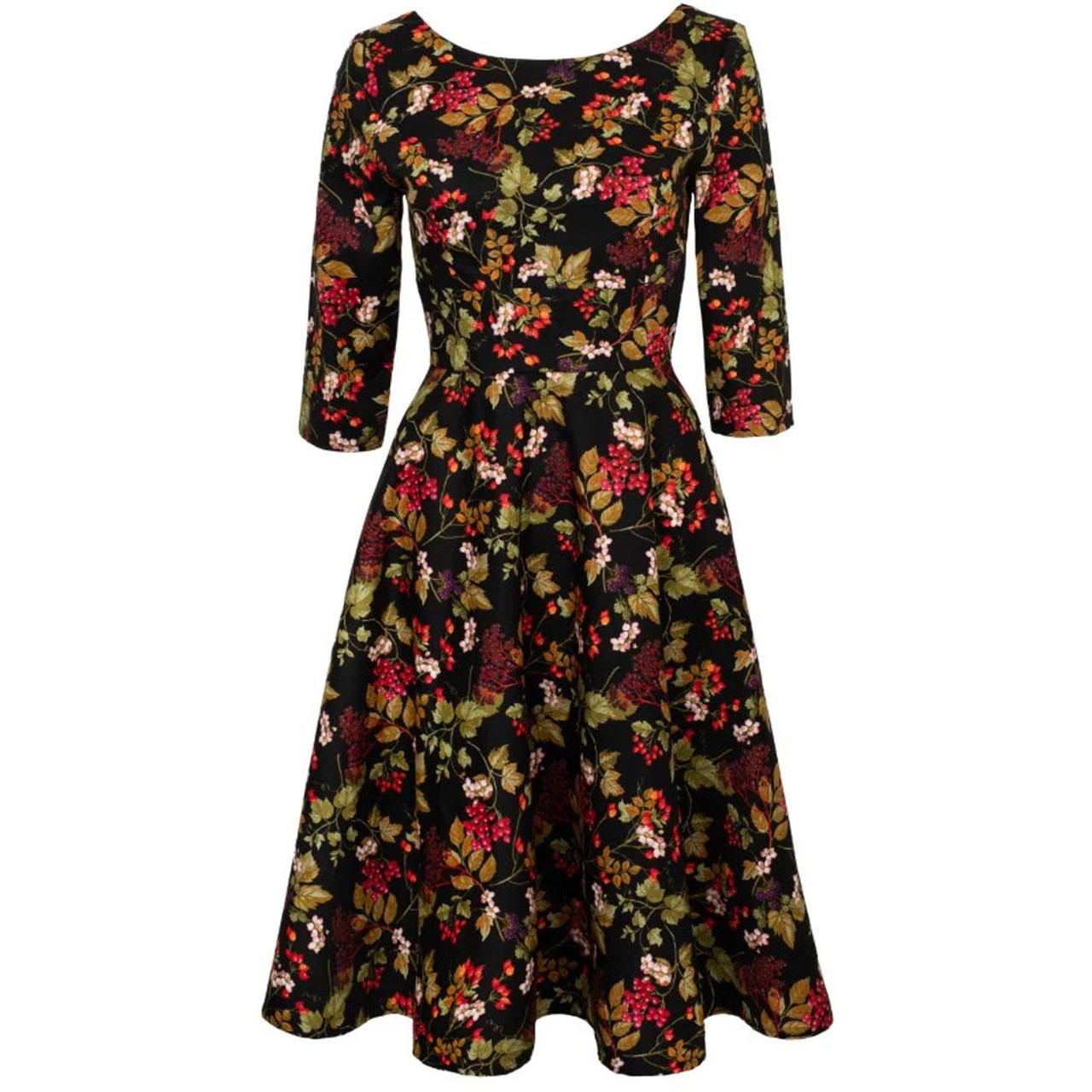 Hell Bunny Edwina 50s Autumn Flared Dress – Black