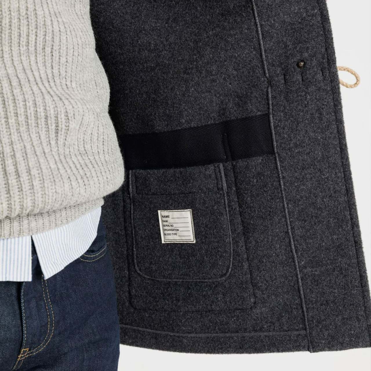 Gloverall Men's Union Jack Flag Mid Monty Duffle Coat - Grey