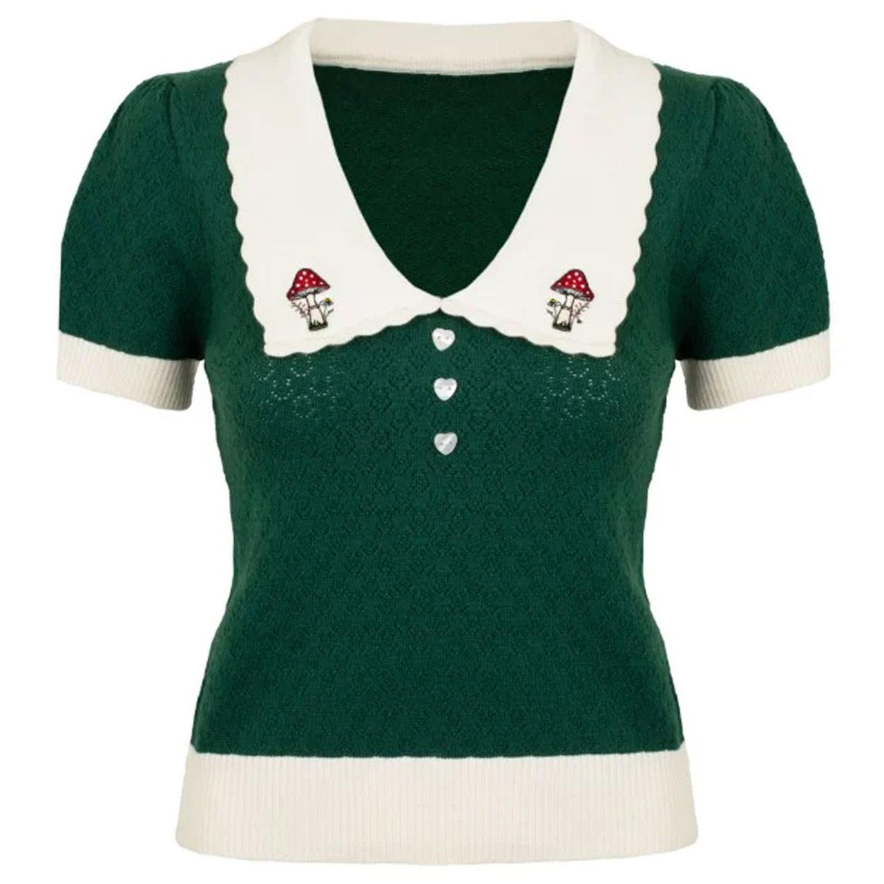 Hell Bunny Genevieve Retro Top with Toadstool Collar