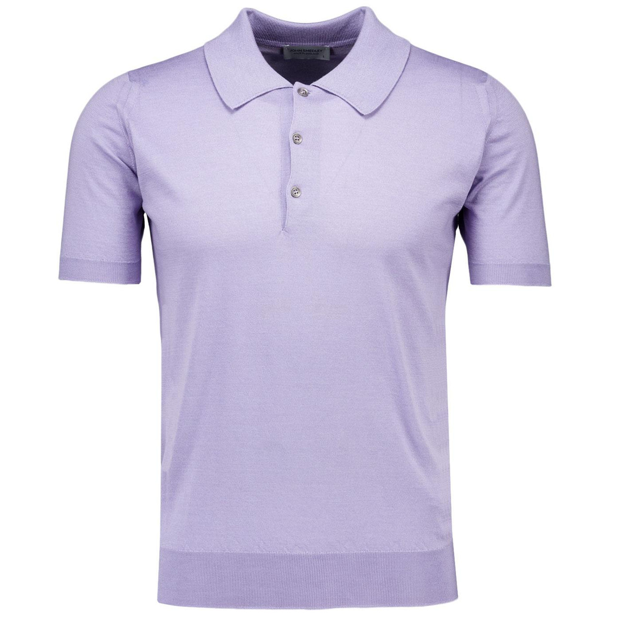 John Smedley Peaks Polo Mod Classic Made in England Lilac