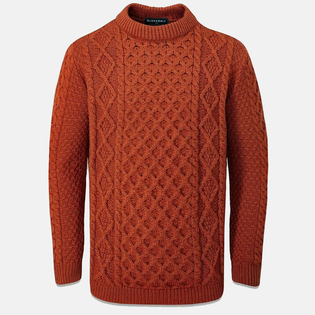 Retro Gloverall Burnt Orange Aran Jumper Made in England