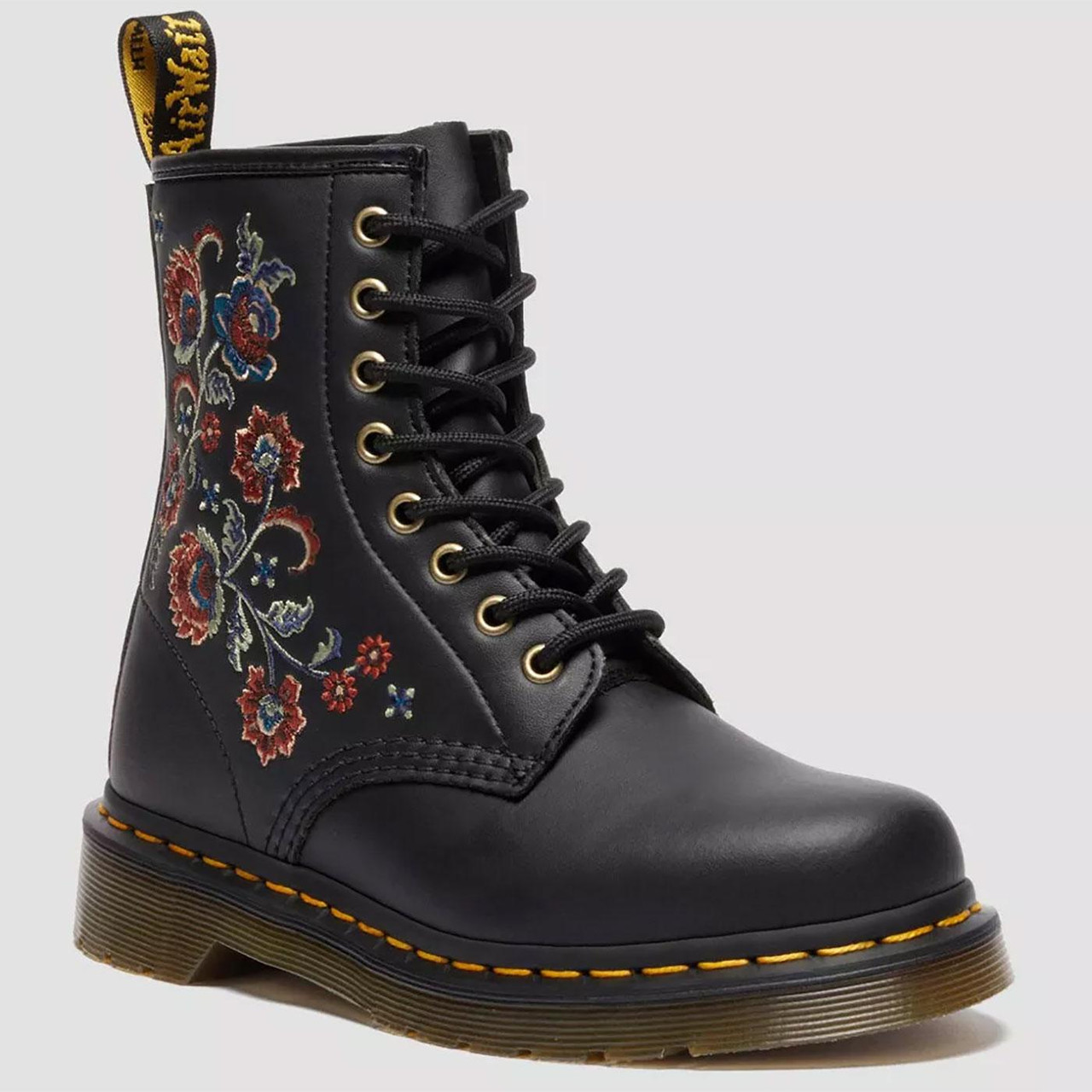 Dr Martens 1460 Vonda Tavern Floral Boots in Black Leather