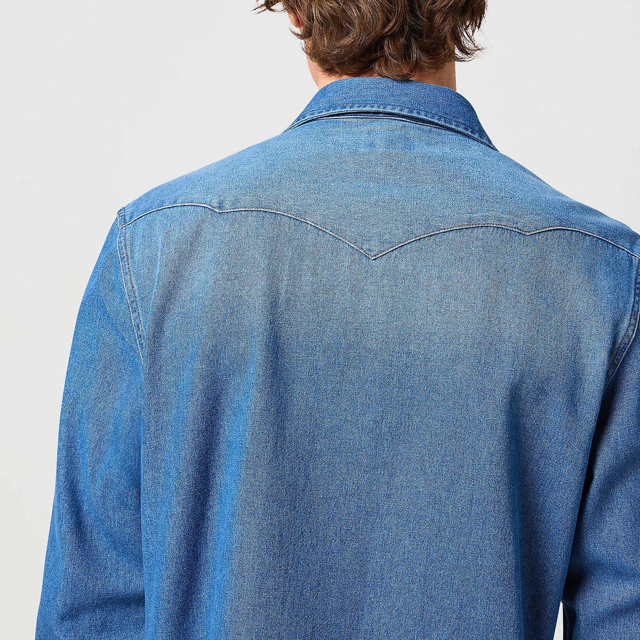 Wrangler Icons 27MW Western Denim Shirt Mid Stone