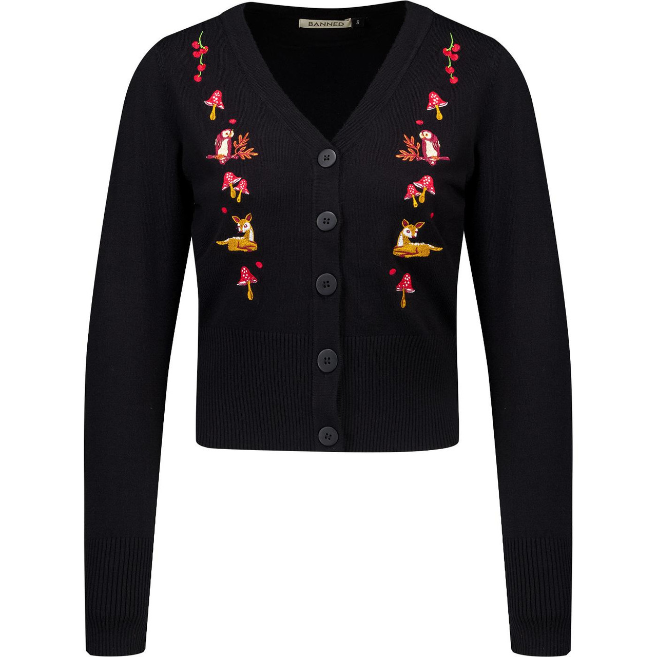 Nara Retro 50s Cardigan in Black | Autumn Forest Knit