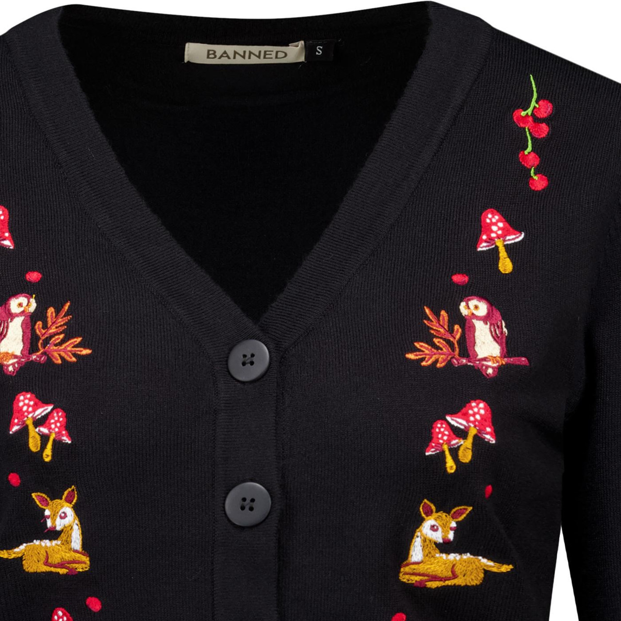 Nara Retro 50s Cardigan in Black | Autumn Forest Knit