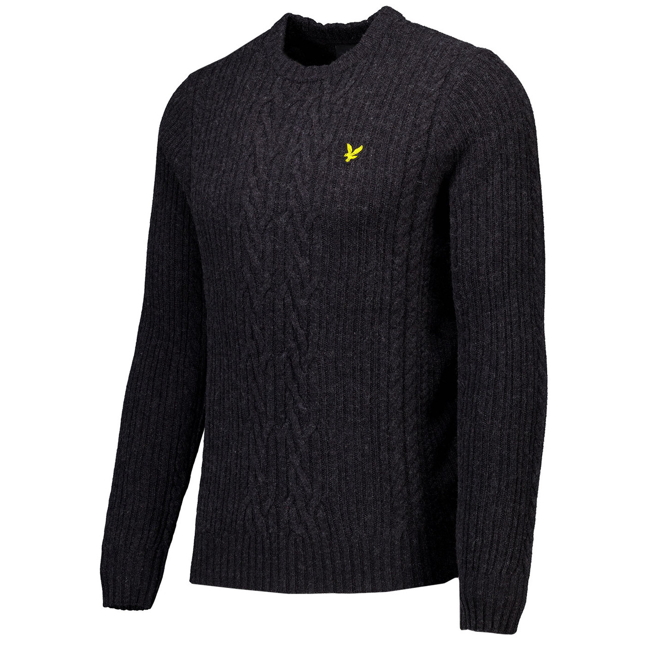 Lyle & Scott Ribbed Cable Knit Jumper – Jet Black Marl