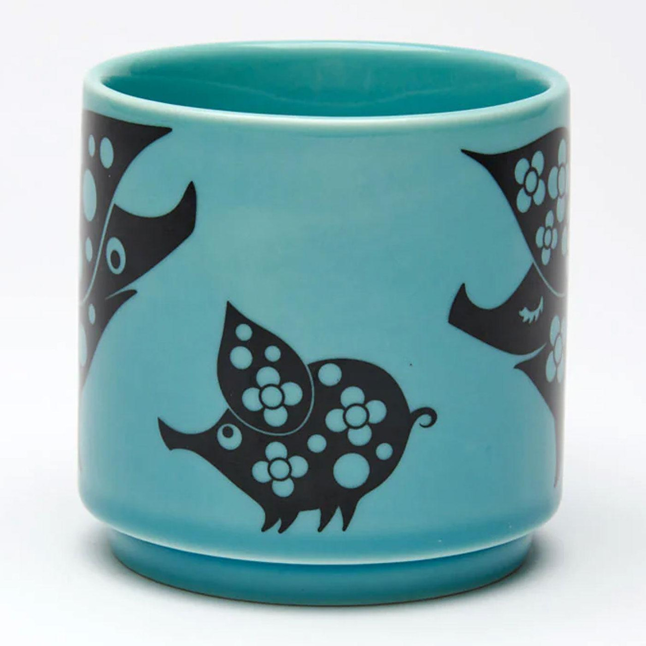 Magpie x Hornsea Pottery Retro Piggie Family Mug in Teal Blue