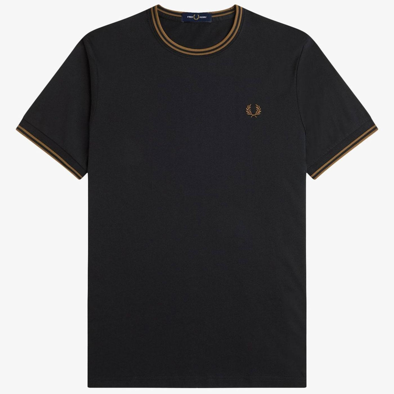 FRED PERRY M1588 Twin Tipped T-Shirt Black/Shaded Stone FRED PERRY M1588 Twin Tipped T-Shirt Black/Shaded Stone