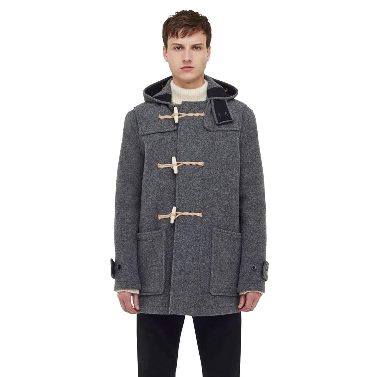 Gloverall Mid Monty Mod 60s Wool Duffle Coat in Grey