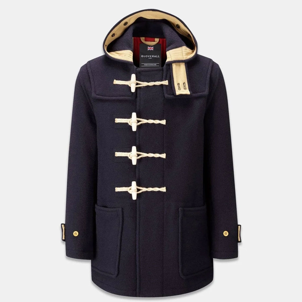 Gloverall Union Jack Lined Monty Duffle Coat in Navy