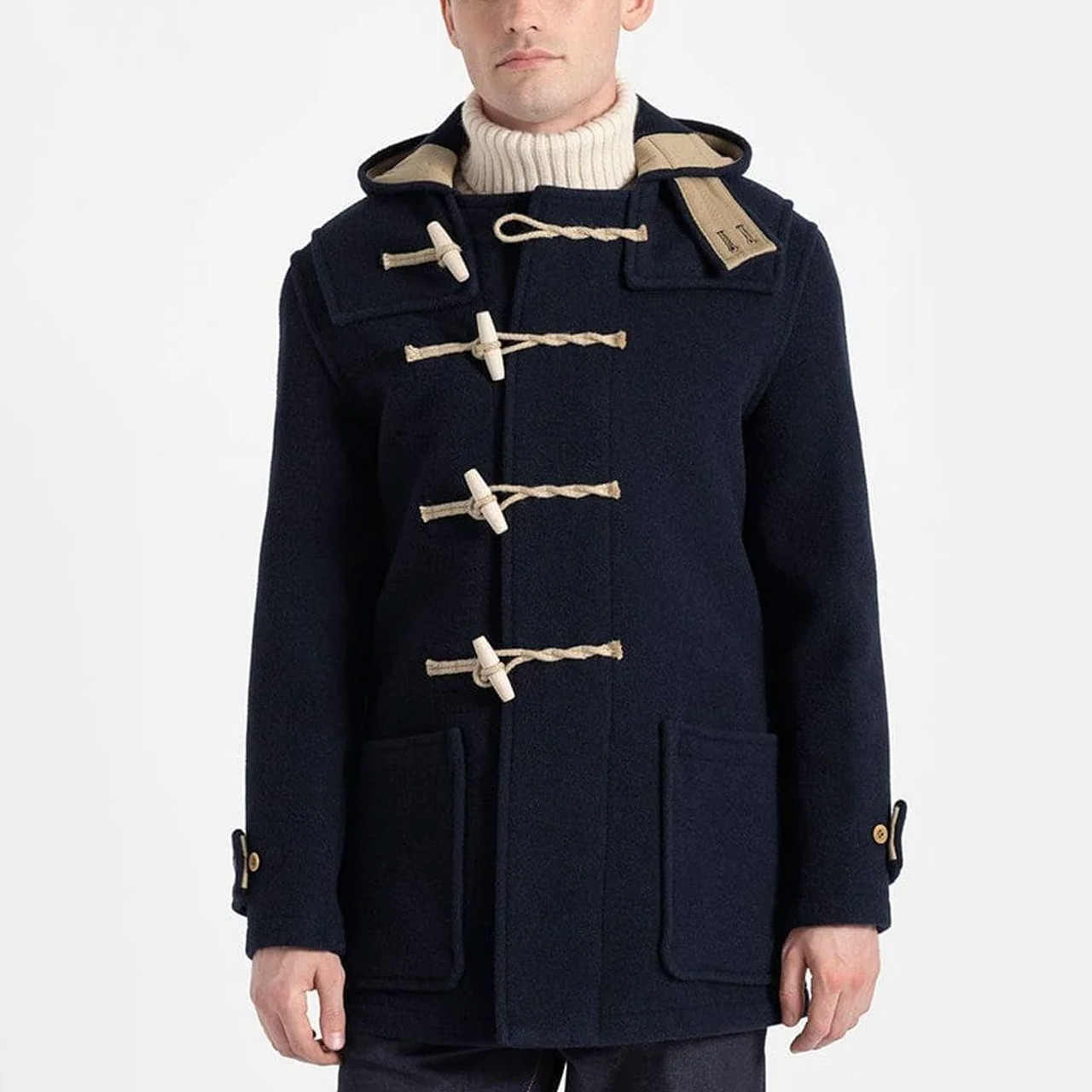 Gloverall Union Jack Lined Monty Duffle Coat in Navy