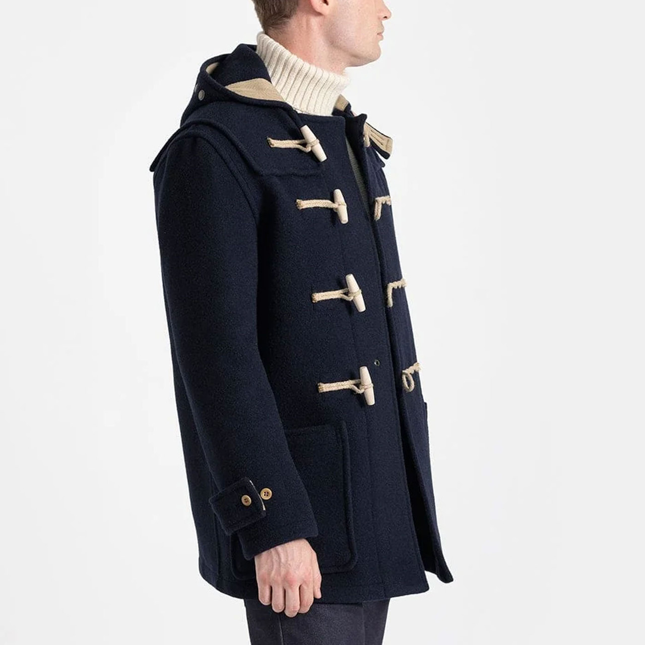Gloverall Union Jack Lined Monty Duffle Coat in Navy