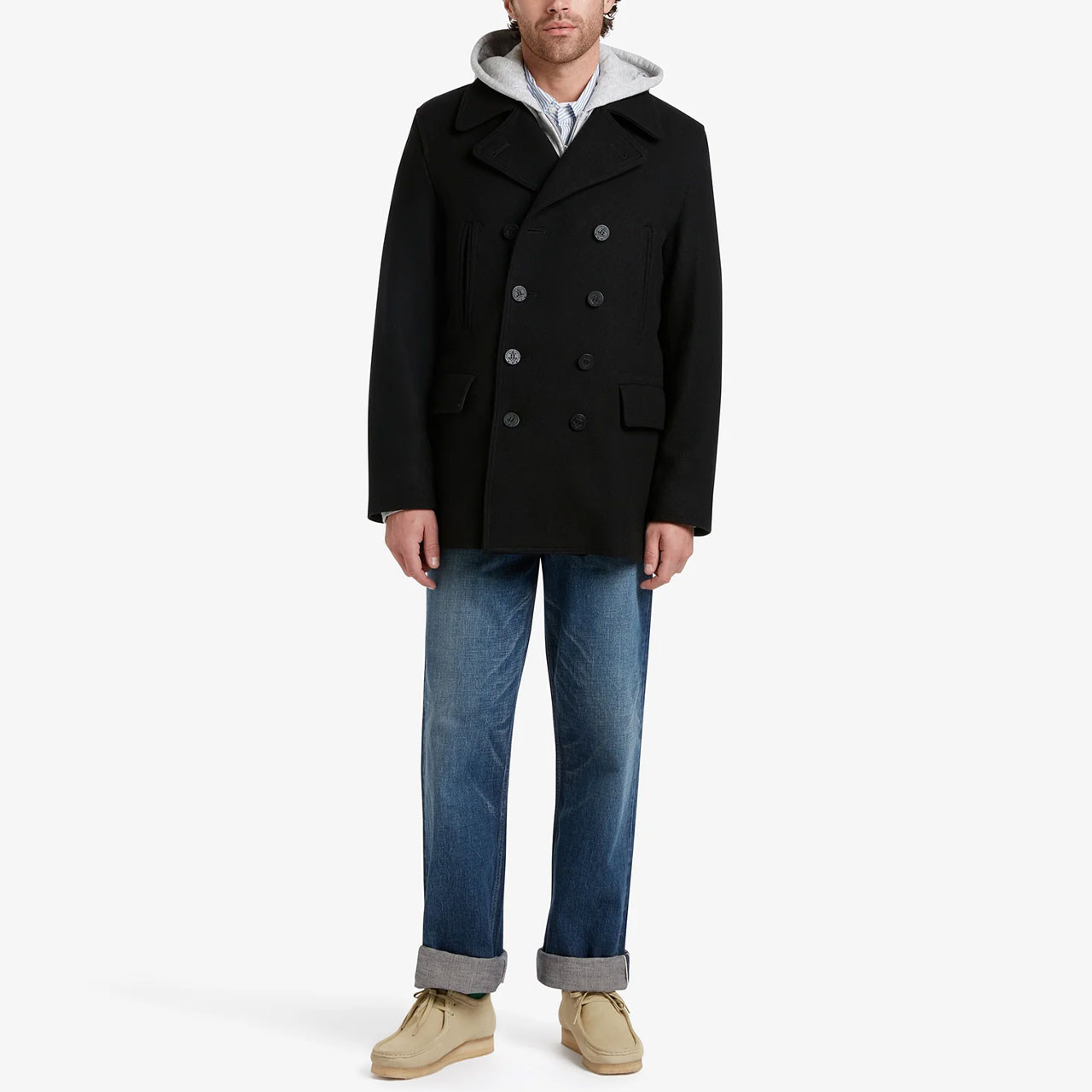 Gloverall A GENUINE REEFER ピーコート Gloverall Churchill Made in England Reefer Peacoat in Black