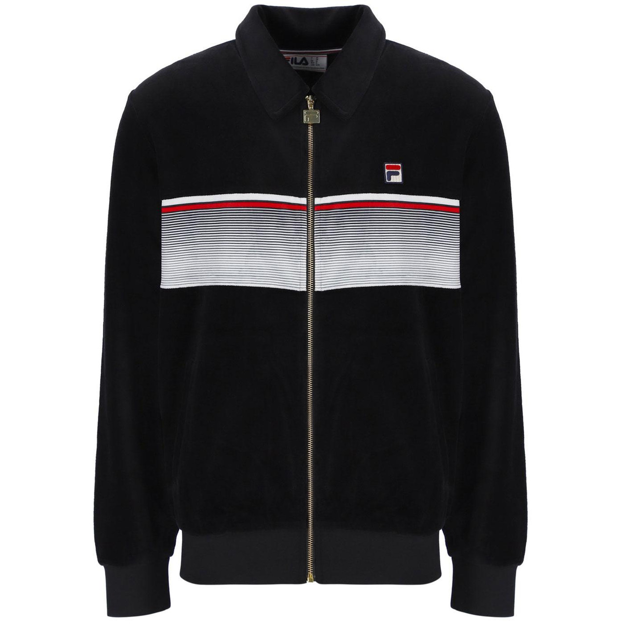 Malakai Fila Vintage Stripe Velour Track Jacket Black