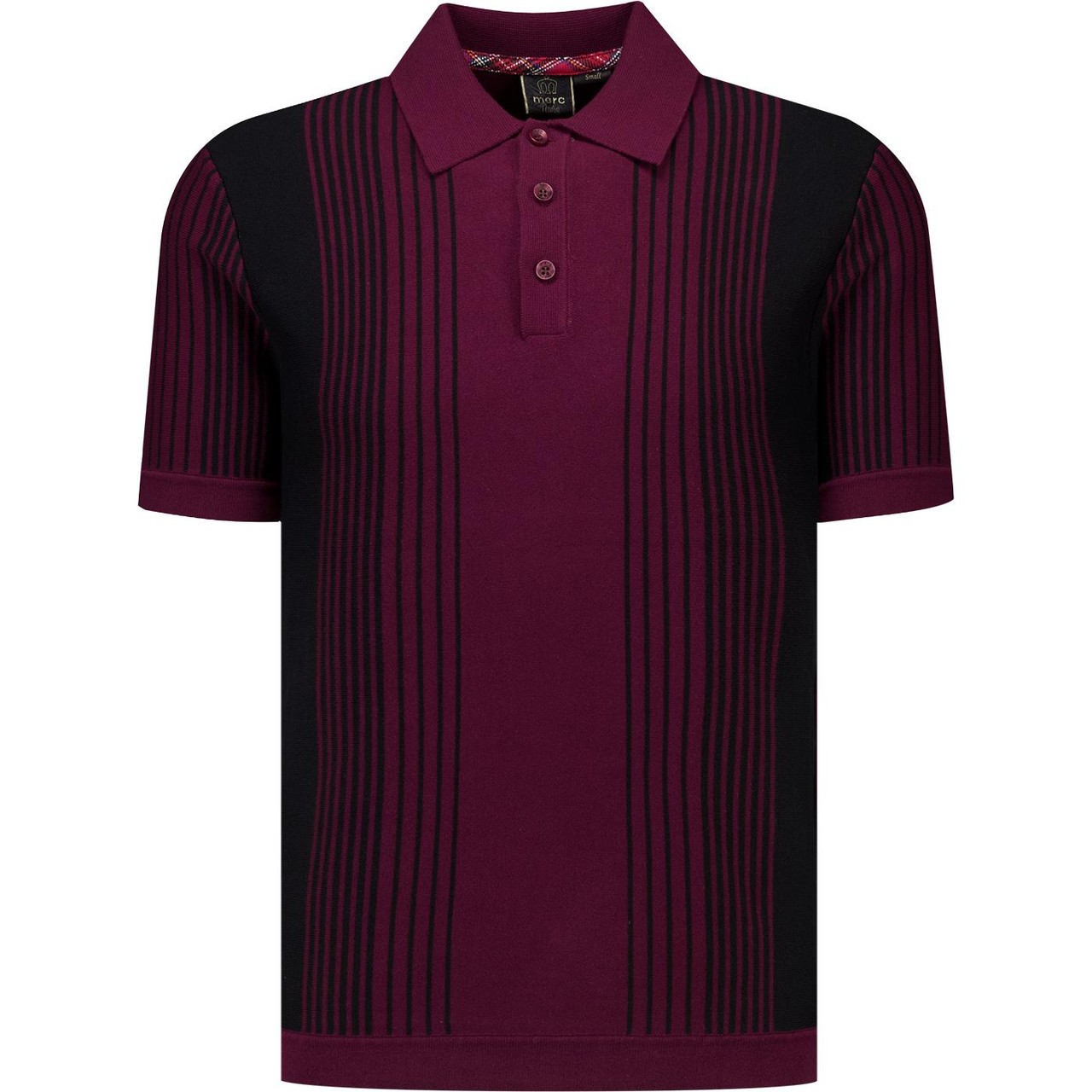【BURGUNDY】Knit Polo Mesh Stripe merc-ryman-stripe-polo-tshirt-