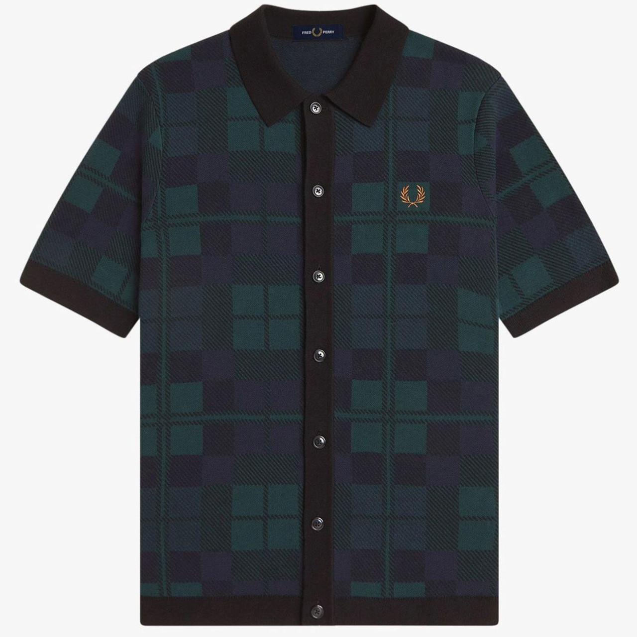 Fred Perry Black Watch Tartan Knitted SS Shirt Fred Perry Black Watch Tartan Knitted SS Shirt