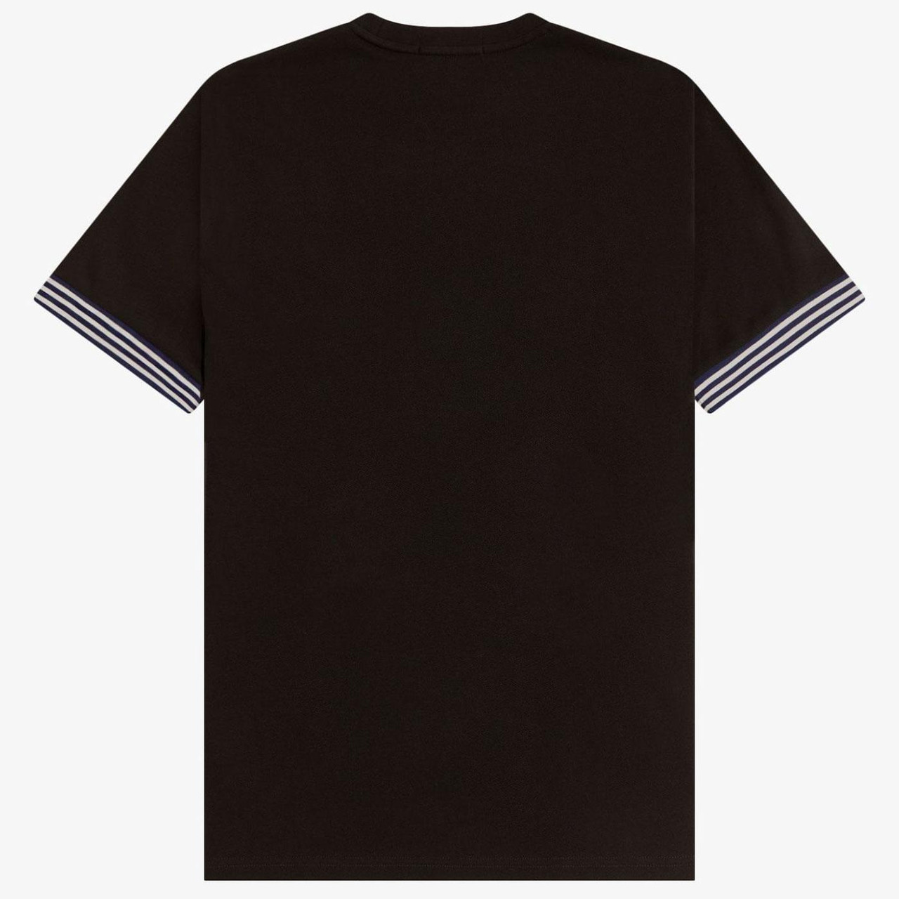 Fred Perry Retro Striped Cuff Black Pique T-shirt