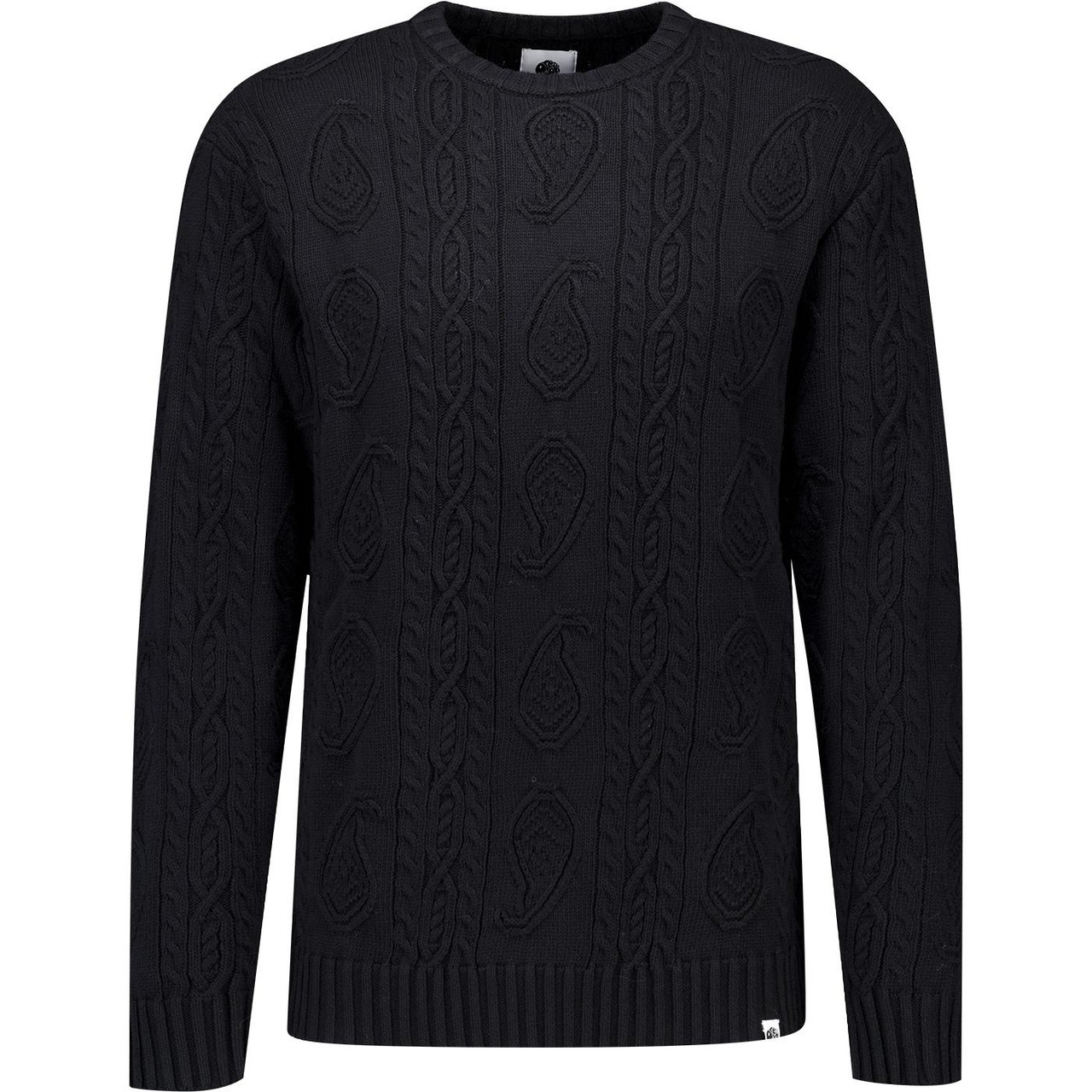 トップス CHALLEGER BIG PAISLEY C/N SWEATER Black Marylebone Pretty Green Paisley Cable Jumper Black