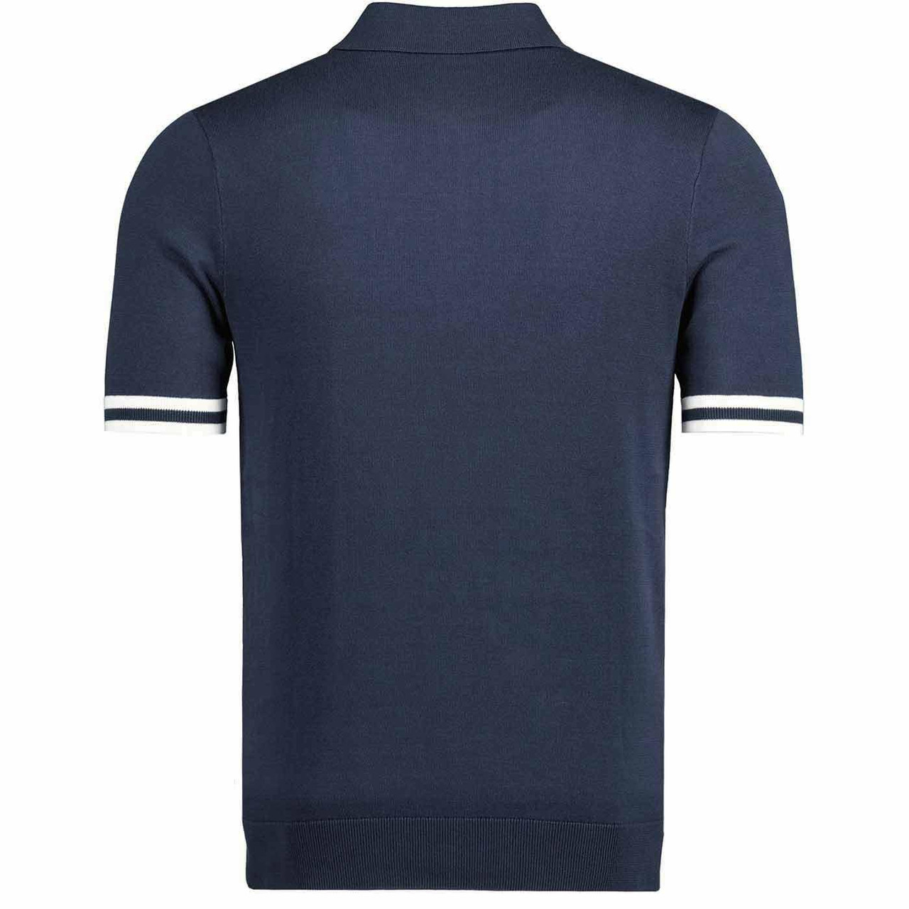 Fred Perry Textured Tipped Rib Knit Mod Polo Shirt in Navy