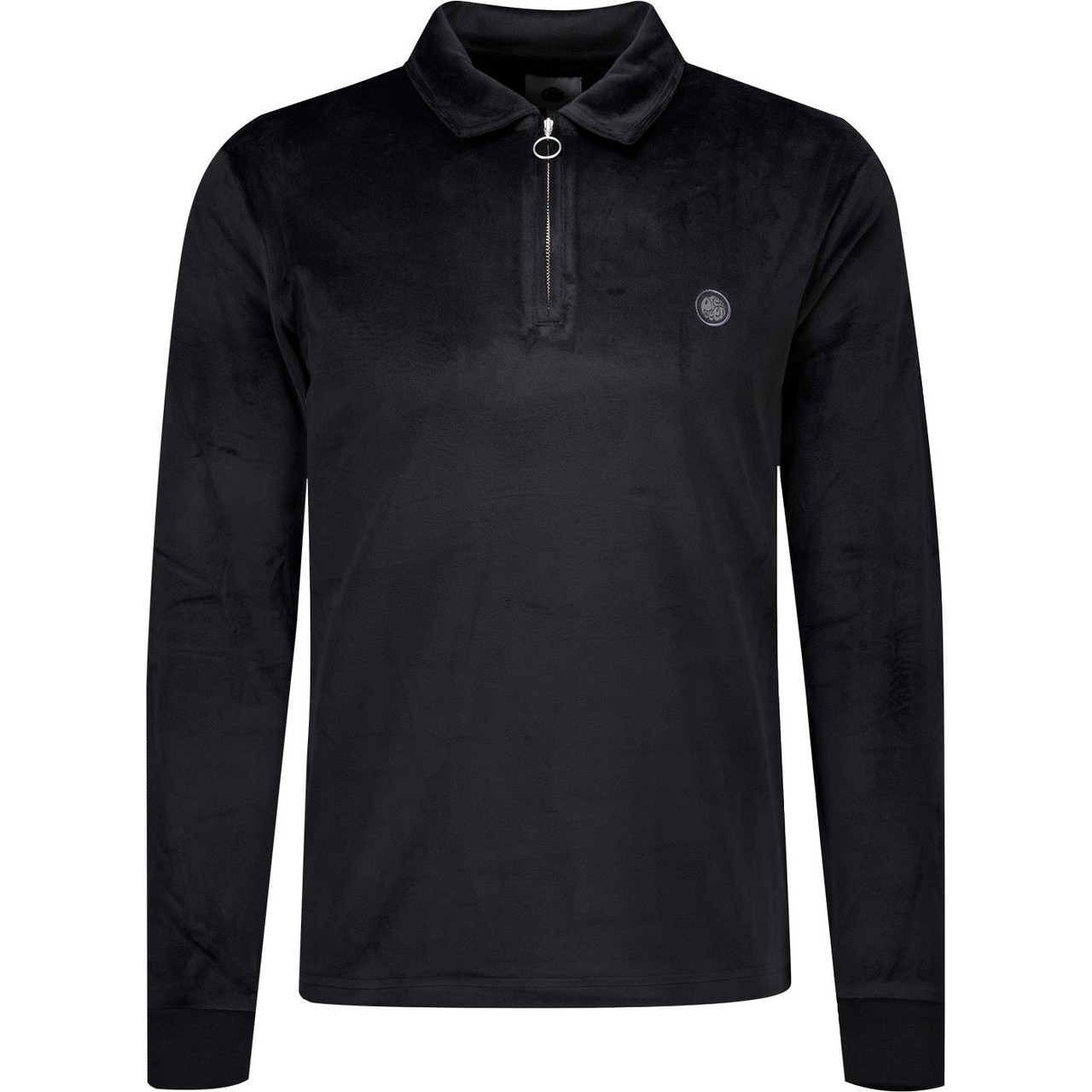 Kennedy Pretty Green 80s Velour Polo Sweater Black