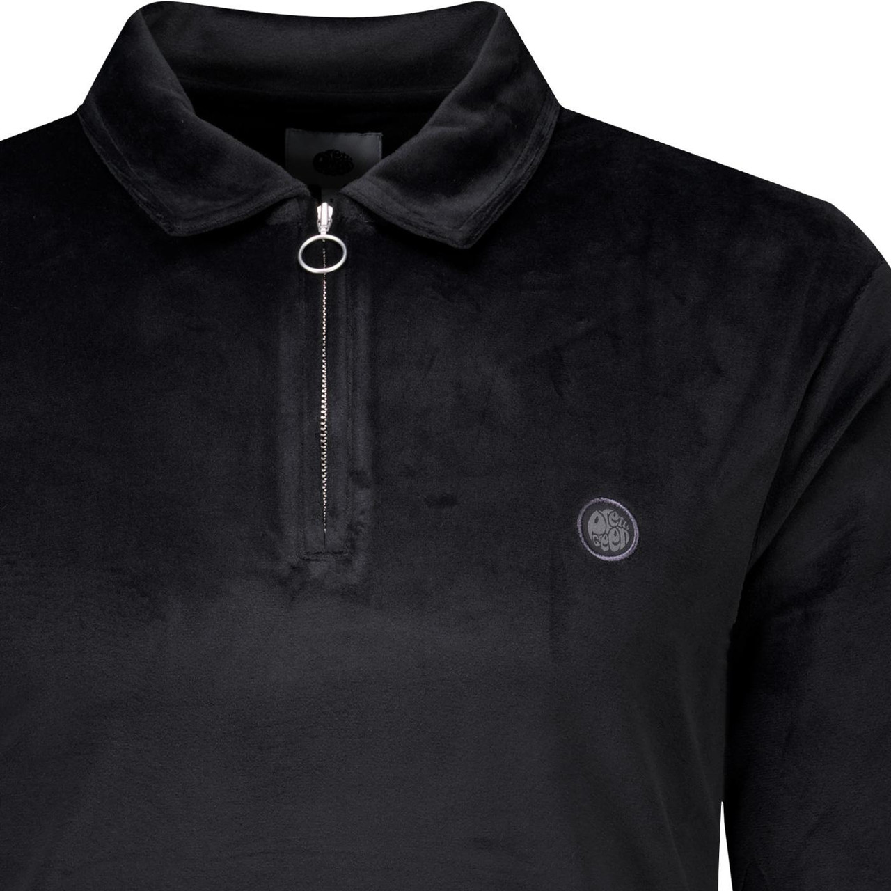 Kennedy Pretty Green 80s Velour Polo Sweater Black