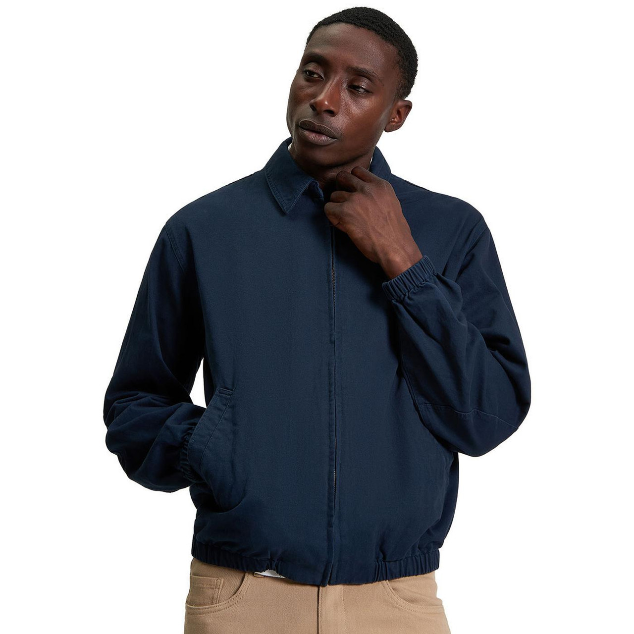 Ben Sherman Retro Sports Blouson Collared Jacket in Navy