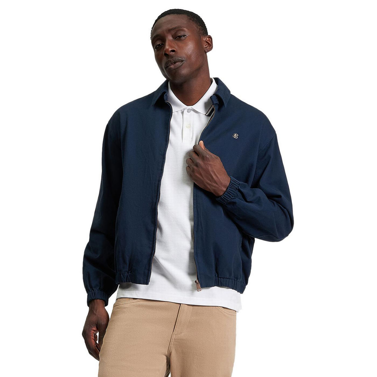 Ben Sherman Retro Sports Blouson Collared Jacket in Navy