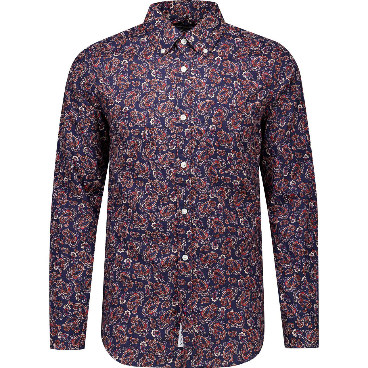Lambretta Men's Retro 60s Long Sleeve Paisley Shirt in Navy